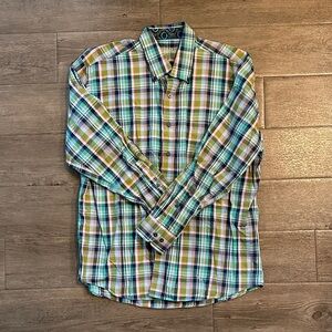 Alan Flusser Green and Yellow Plaid Shirt